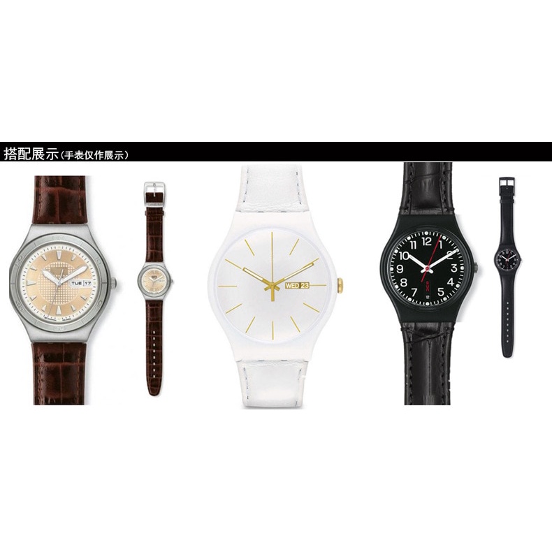17mm 19mm Strap for Swatch Band Genuine  Calf Leather Watch Strap Band Black Brown White Waterproof High Quality