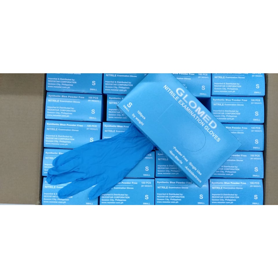 [ ORIGINAL] Glomed Synthetic Blue Nitrile Examination Gloves Small