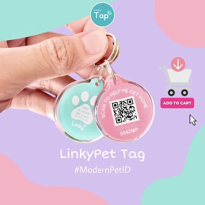 LinkyPet Tag NFC & QR Code Smart Pet ID Lightweight Waterproof Dog