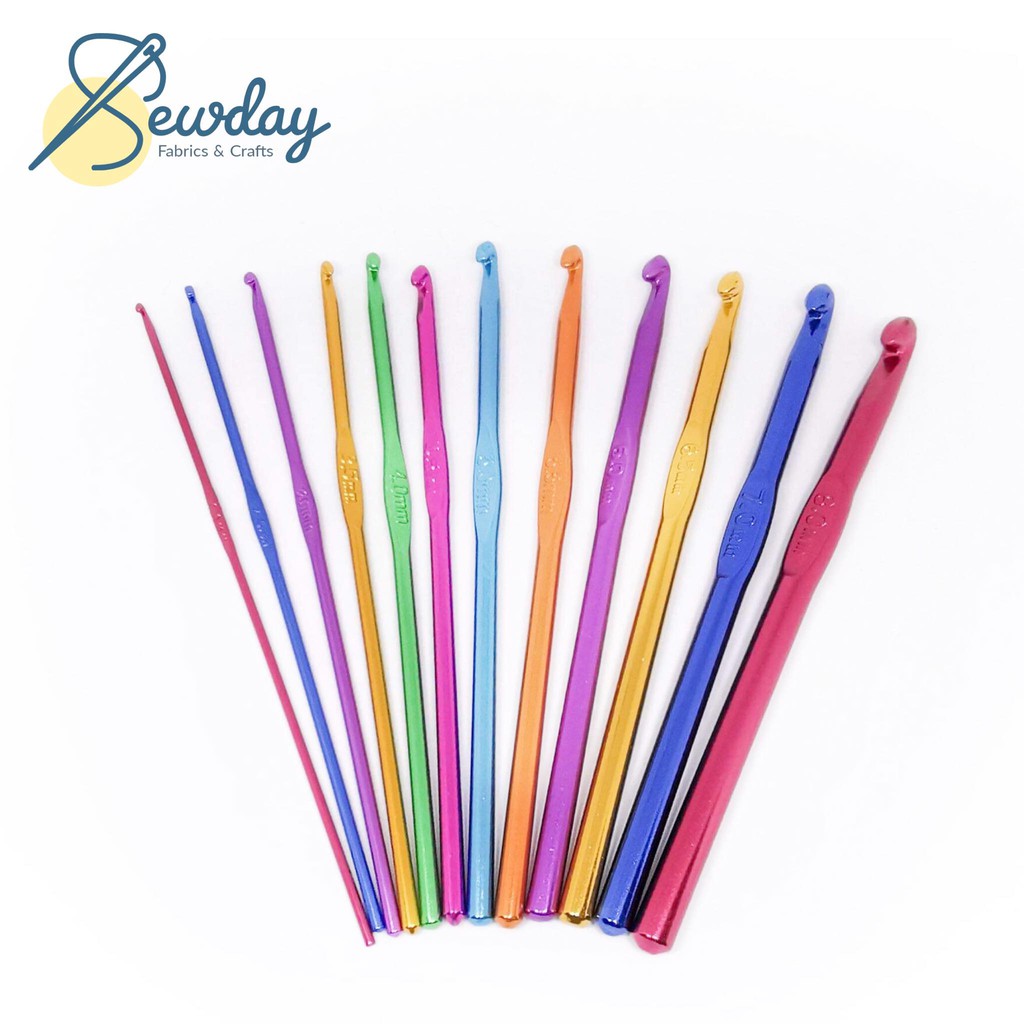 Aluminum Crochet Hook Set 12 Sizes (2.0mm-8.0mm) | Shopee Philippines