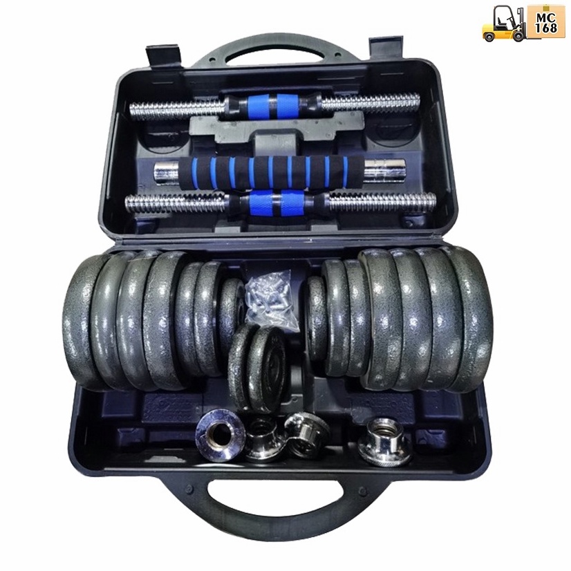 York Dumbbell Set Hammer/Cast Iron 30kg W/long bar Black Iron Dumbbell