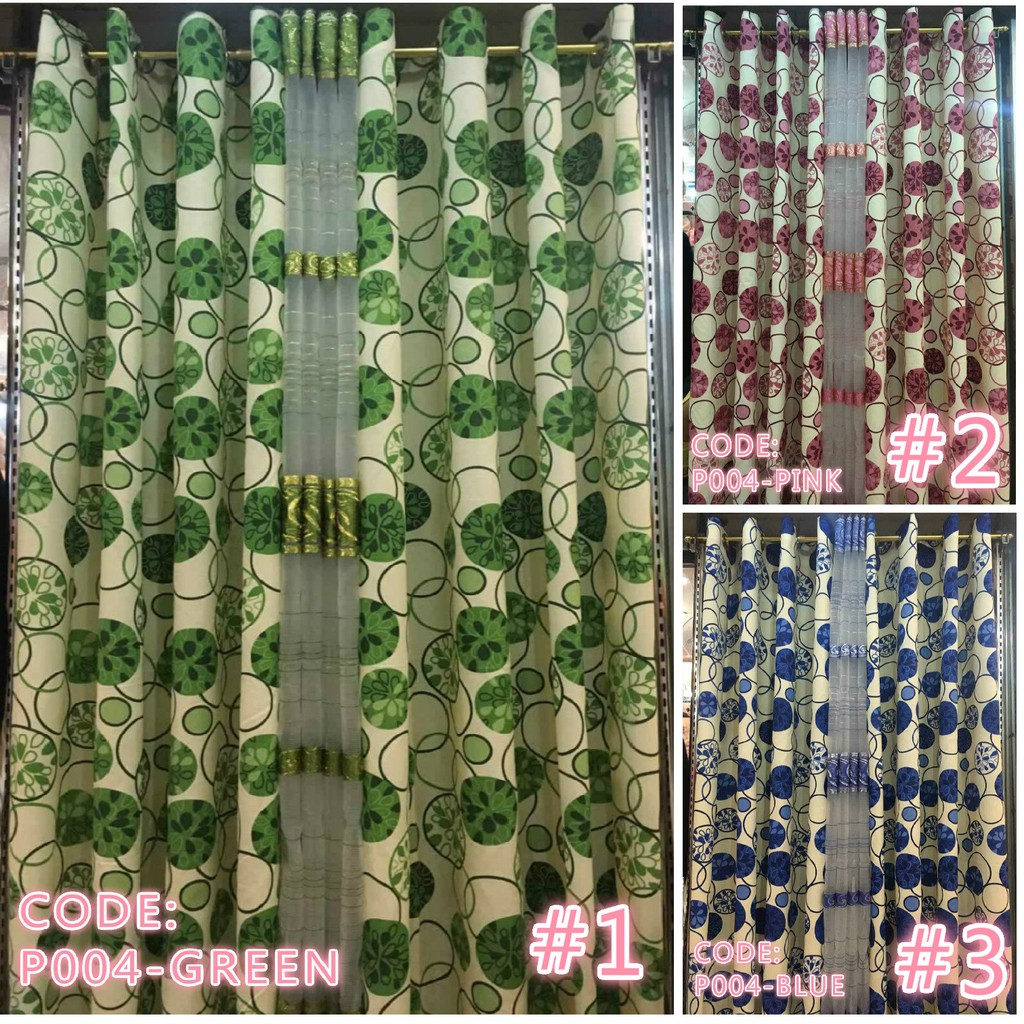 3in1 Set Curtain Printing Design 215x150cm with 8 Ring Window Home