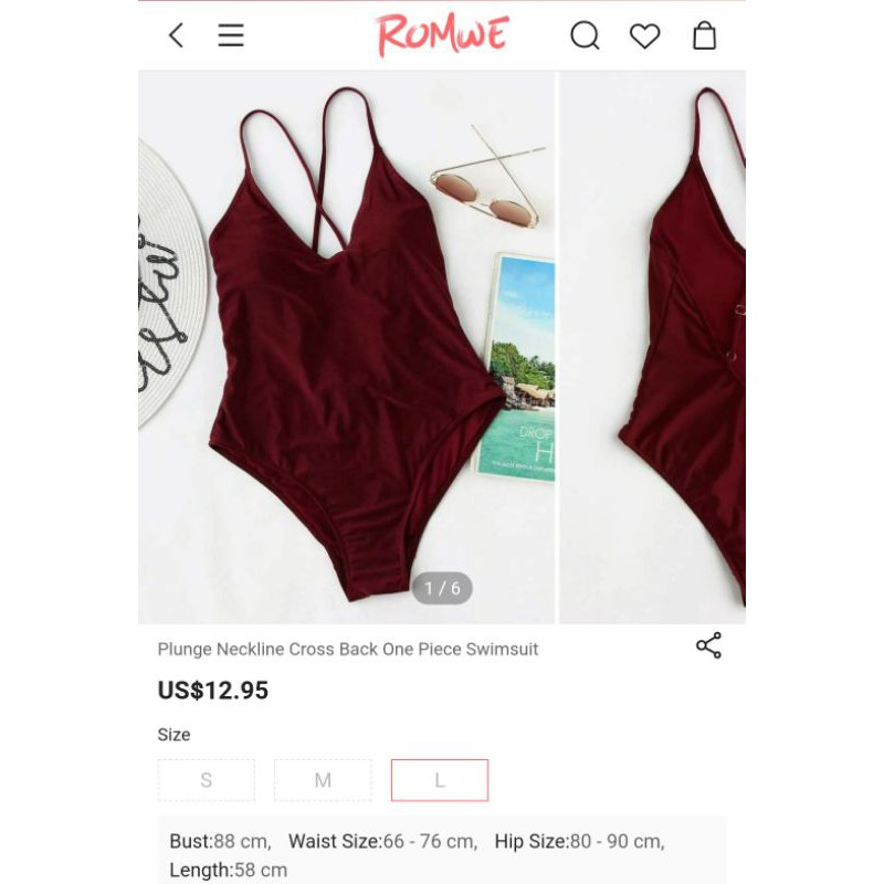 Romwe One Piece Swimsuit Shopee Philippines