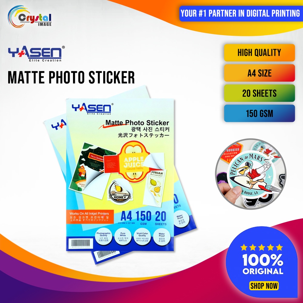 Yasen Photo Sticker Paper 150 GSM A4 Matte High Quality 20 Sheets Shopee Philippines