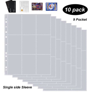 Ready stock⚡Pinlinoo Trading Card Sleeves Pages A4 10Pc 9Pocket 11Holes Single side Storage Album Pages Ring Binder