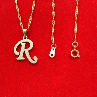 14k Bangkok Gold Cursive Initial Letter Necklace With Pendant Free Box