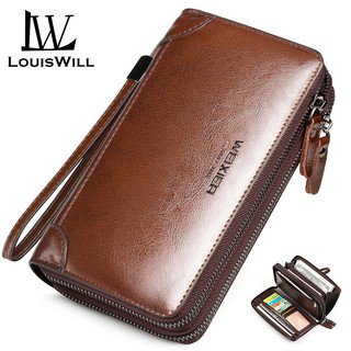 LouisWill Men Long Wallet Purse PU Leather Handbag Large Capacity Card Holder Long Clutch Coin Purse