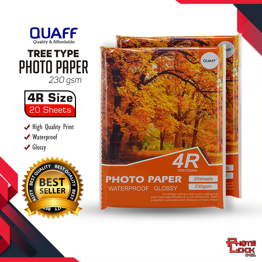 4R Size QUAFF 230gsm Glossy Photo Paper / Inkjet Photo Paper (20 sheets