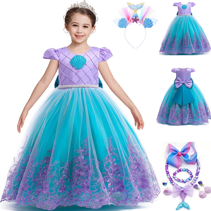 New Mermaid Dresses Girls Lace Princess Dress Christmas Party Baby ...