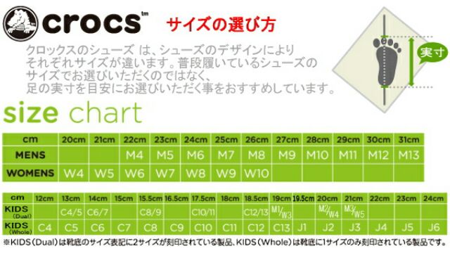 crocs size chart in cm