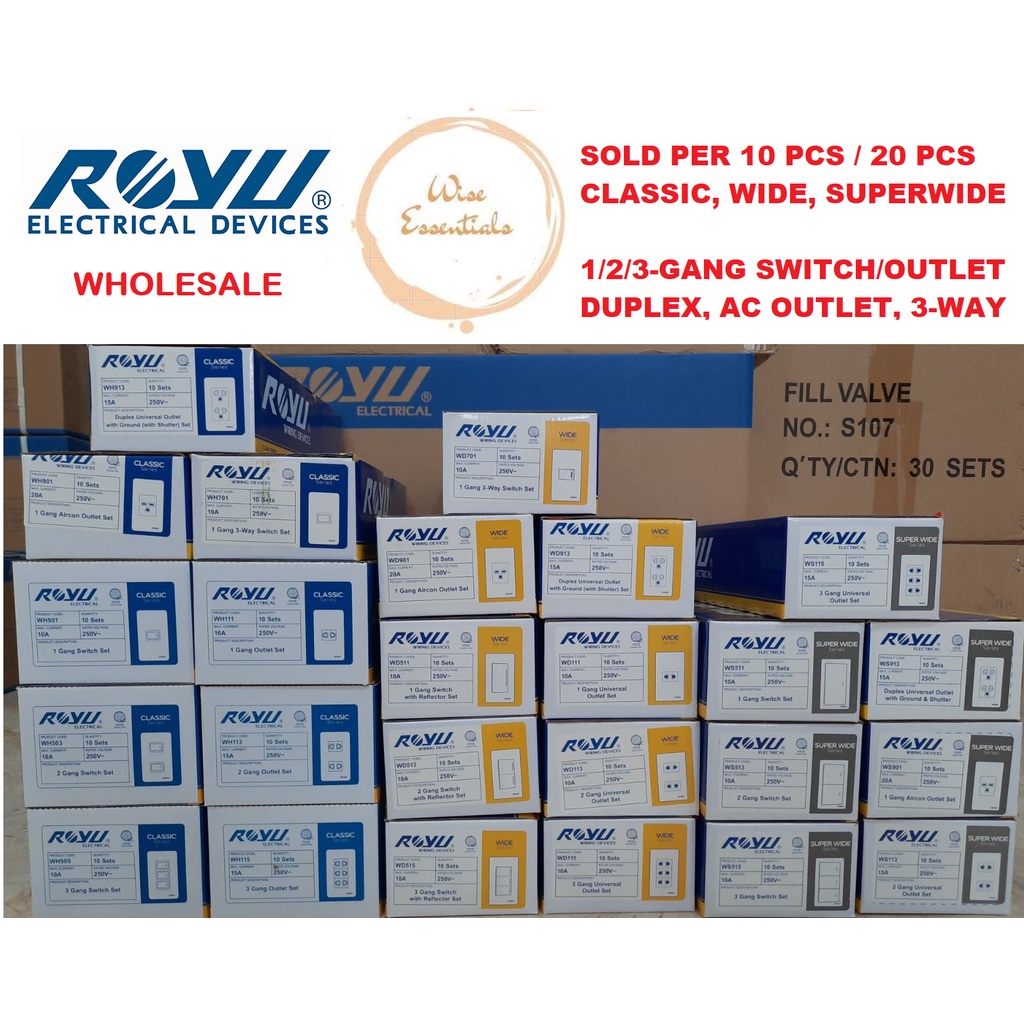 ROYU WHOLESALE CLASSIC WIDE SUPER WIDE 1 2 3 GANG Switch Outlet