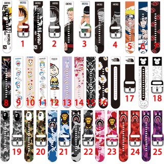 Tide Brand Camouflage Printed Strap Silicone Anime Pattern band For Samsung Galaxy Watch 4 Classic 42/46mm 40/44mm #3