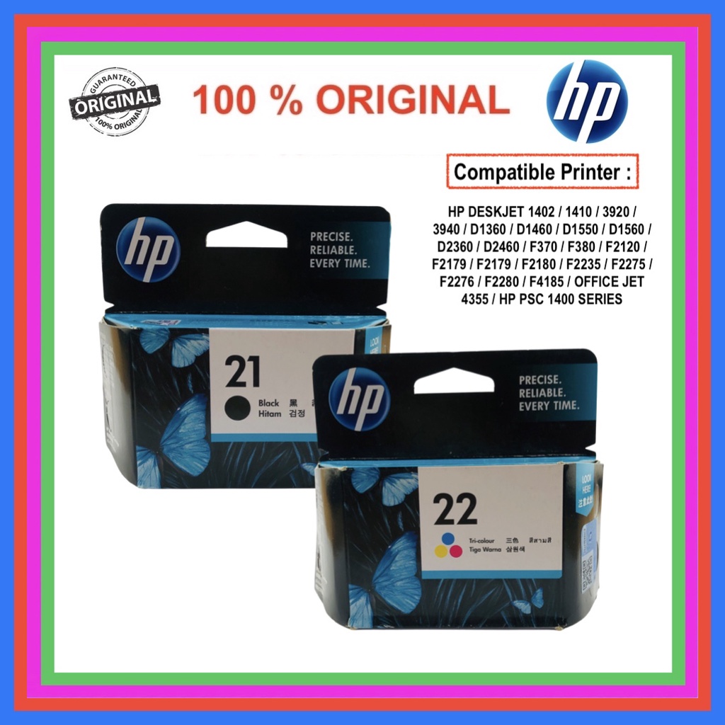 HP 21 Black HP 22 Tricolor 100 Original Ink Cartridge For HP DESKJET   B2cf0451b1b92113102e554120cddabf