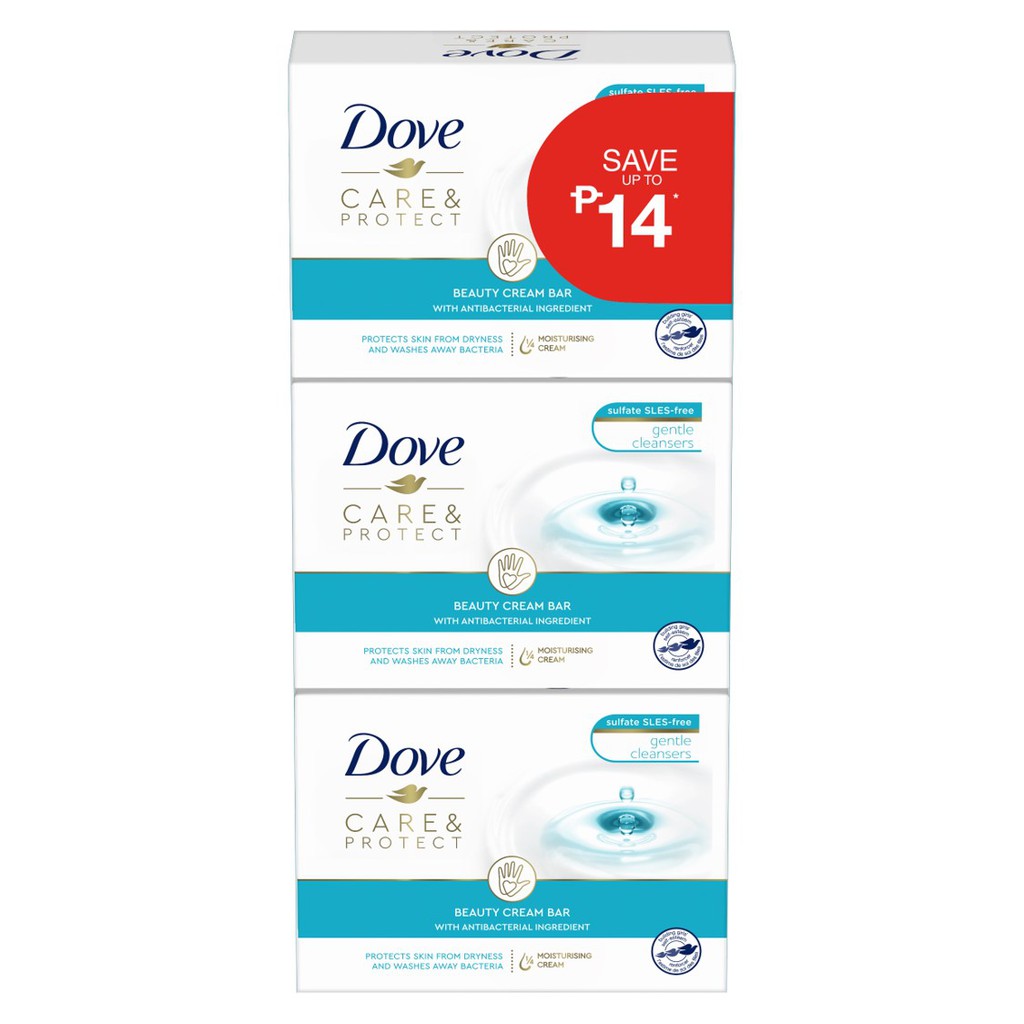 Dove Antibacterial Bar Triple Care and Protect 3 Pieces 100g Shopee