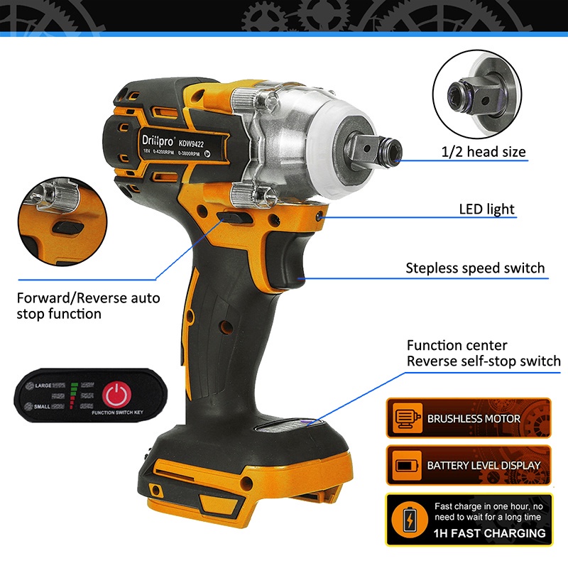 KEELAT KID004  Electric lmpact Wrench Cordless Brushless Wrench lmpact Driver Ratch Wrench Drill — view 6