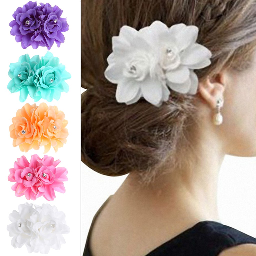 Bridal Rose Flower Hairpin Wedding Brooch Bridesmaid Party Hair Clip