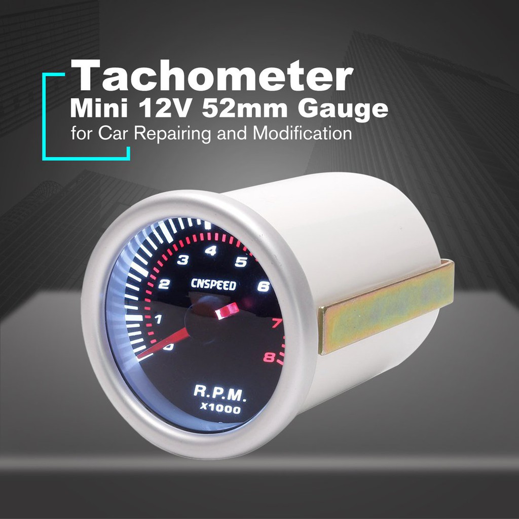 12V 2/'/' 52MM Car SUV Motor Digital LED Tachometer Tacho Gauge Meter Pointer RPM