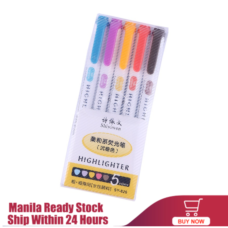 5Colors/Set ColorMildliner Highlighter DoubleSided Highlither Marker Pen Morandi color marker