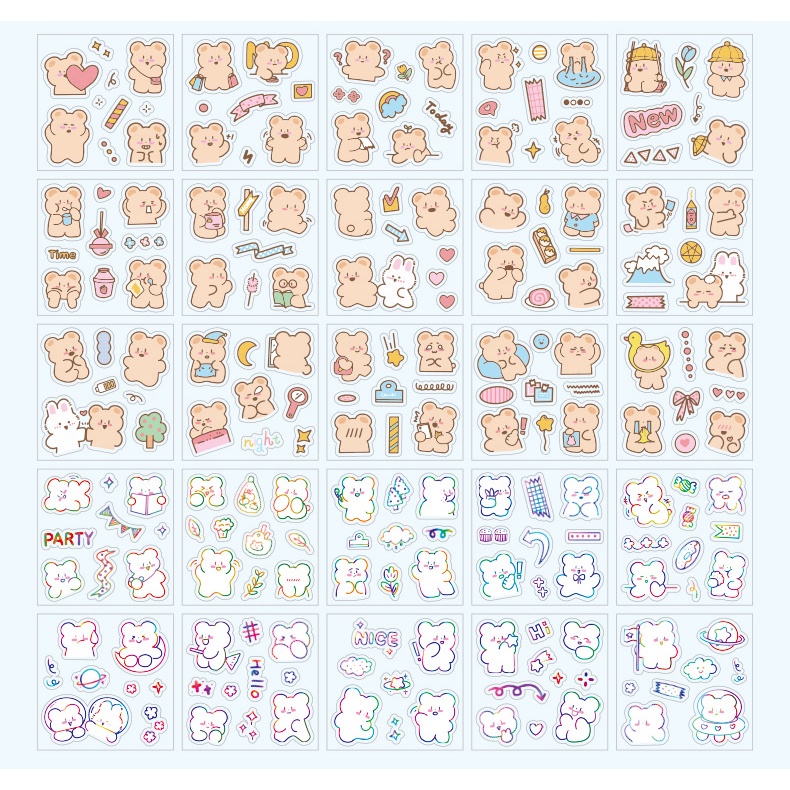 imoda 100Sheets/box Cute Cartoon Stickers Rabbit Bear Scrapbooking ...