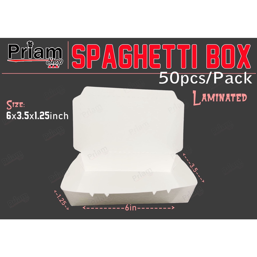 White Spaghetti Box (50pcs/Pack) laminated Shopee Philippines