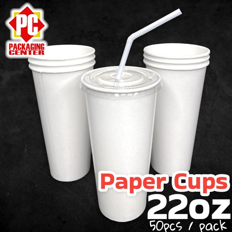 22oz Paper Cup 50pcs Per Pack With Flat Lids Or Dome Lids COD