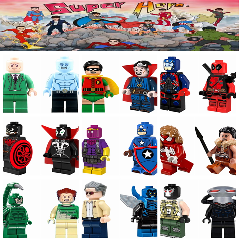 Superhero Series Building Blocks Mini Dolls Captain America Batman 