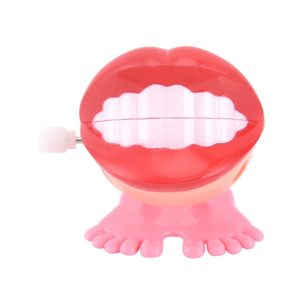 JUMPING TEETH CHATTERING SMILE TEETH Small Wind Up 2 Feet Colors Toy T6L6 