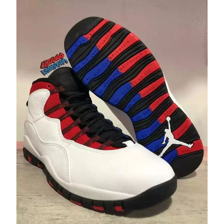 10 jordans red and blue