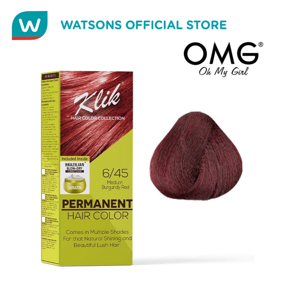 KLIK Permanent Hair Color Cream 60ml 6.45 Medium Burgundy Red