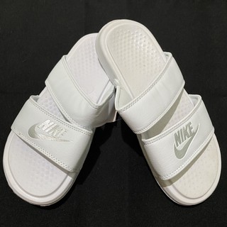 nike double strap slides white