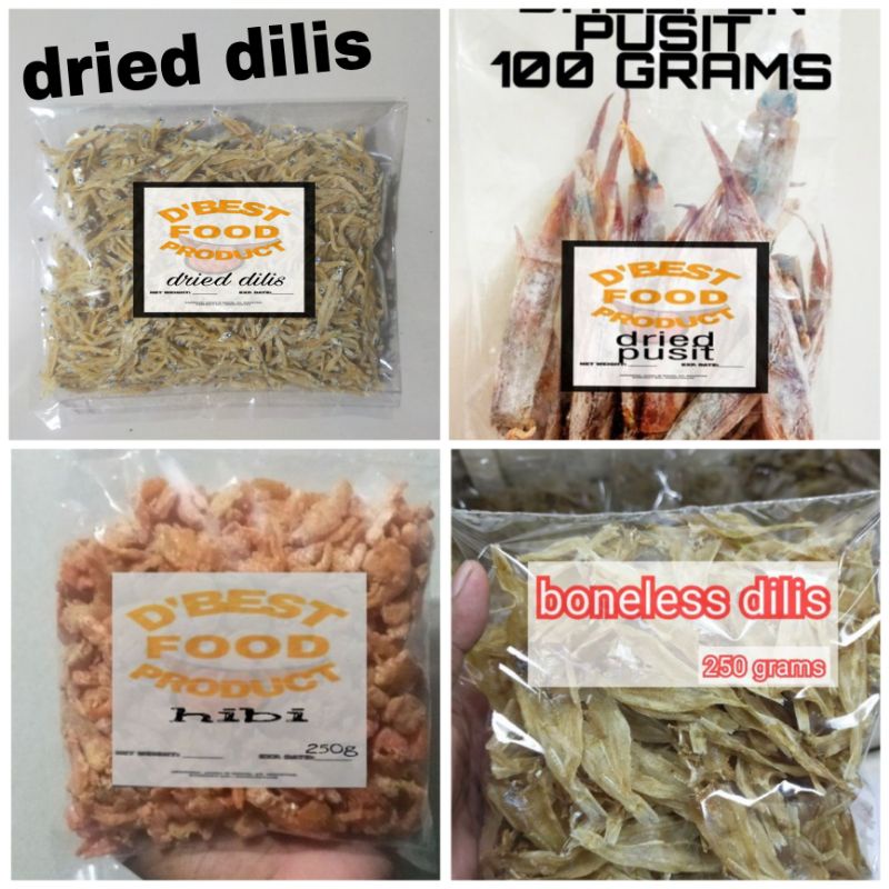 dried seafood hibi ( hibe or dried shrimp or hipon ) pusit or squid ...