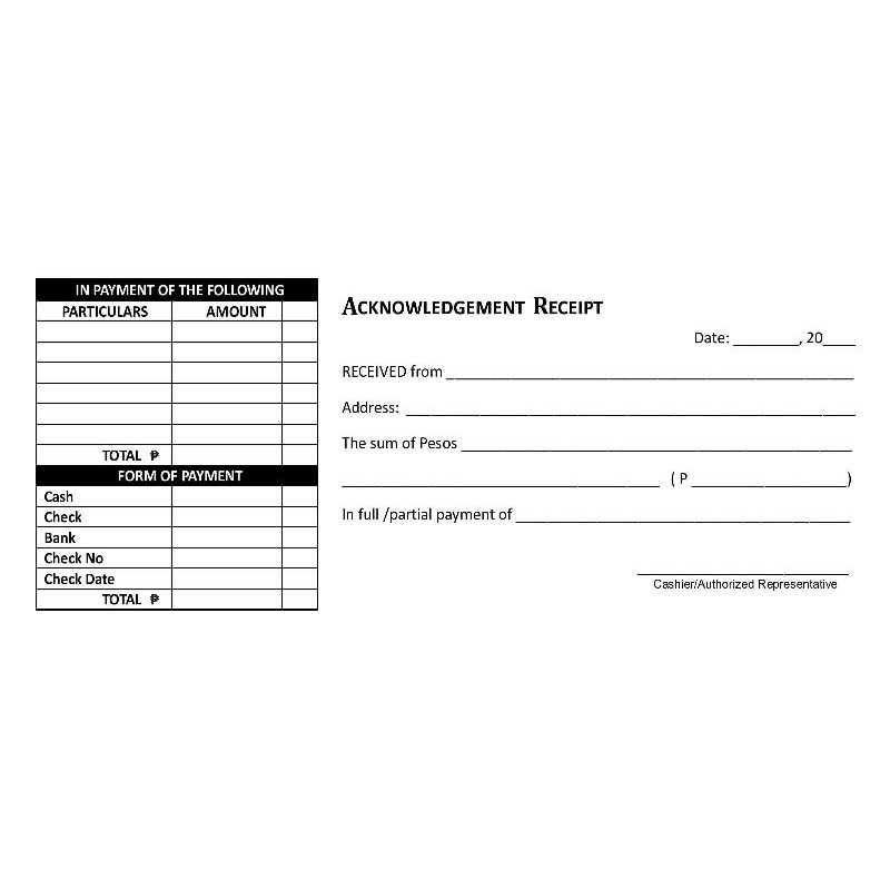 3 pads carbonized acknowledgement receipt 13 size