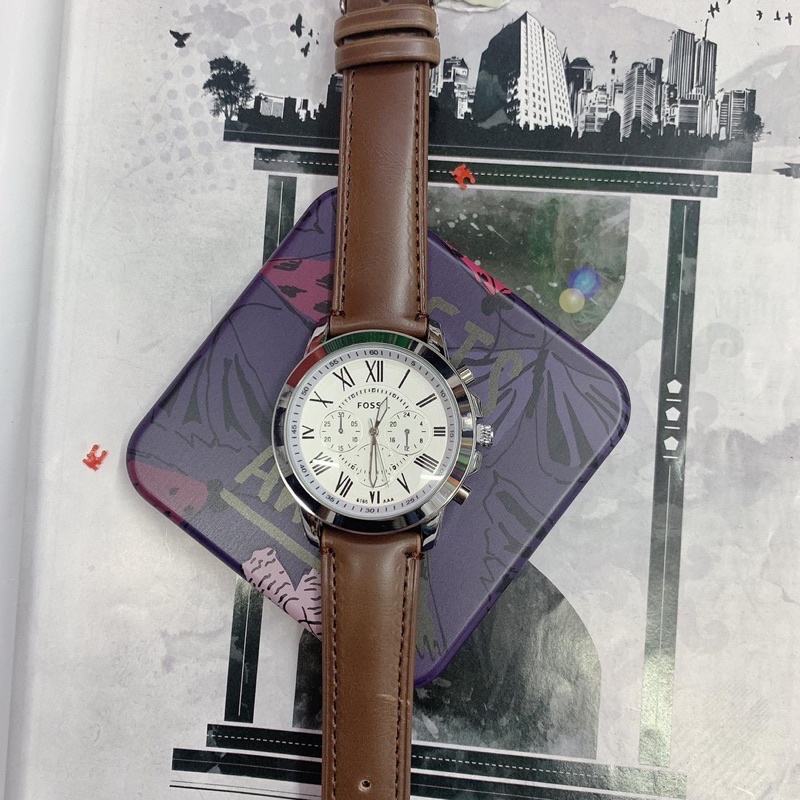 fossil leather water for men good quality with can and paperbag