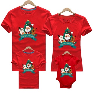 Santa Claus Merry Christmas Family Matching T-shirt lovely Mom Dad Kids Me Baby Outfit Mother Daughter Son Girl Boys Clothes