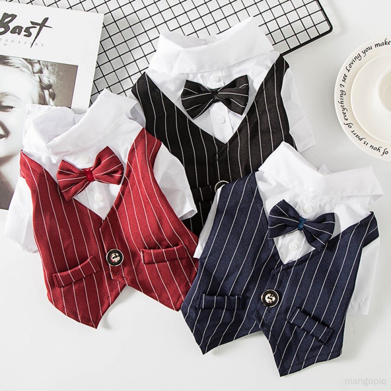 Gentleman Dog And Cat Clothes Wedding Suit Formal Shirt For Small Dogs Bowtie Tuxedo Pet Outfit