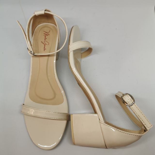 White 2 Inch Block Heels Open Toe Sandals Patent Material (MEGAN) Shopee Philippines