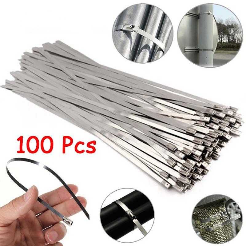 100X Stainless Steel Marine Grade Metal Cable Ties Zip Tie Locking Wire #IN9X
