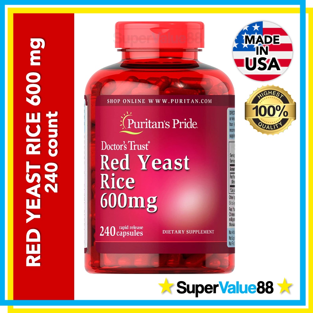 NEW Puritan's Pride Red Yeast Rice 240 Count, 600 mg Cardiovascular