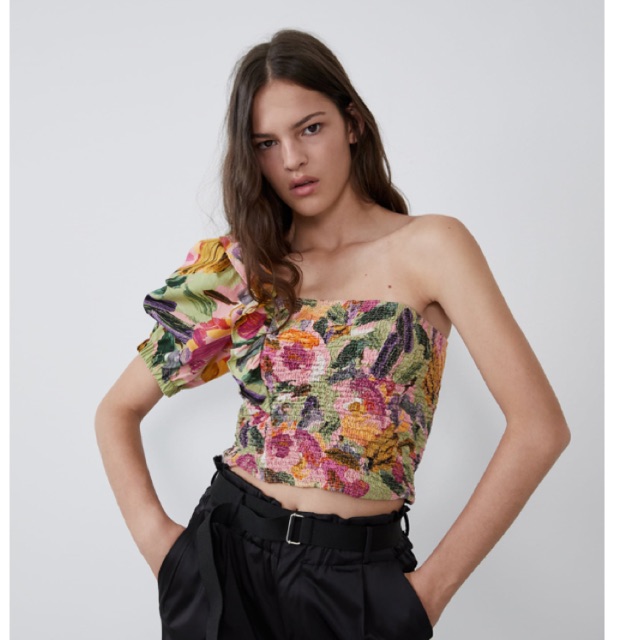 floral one shoulder top