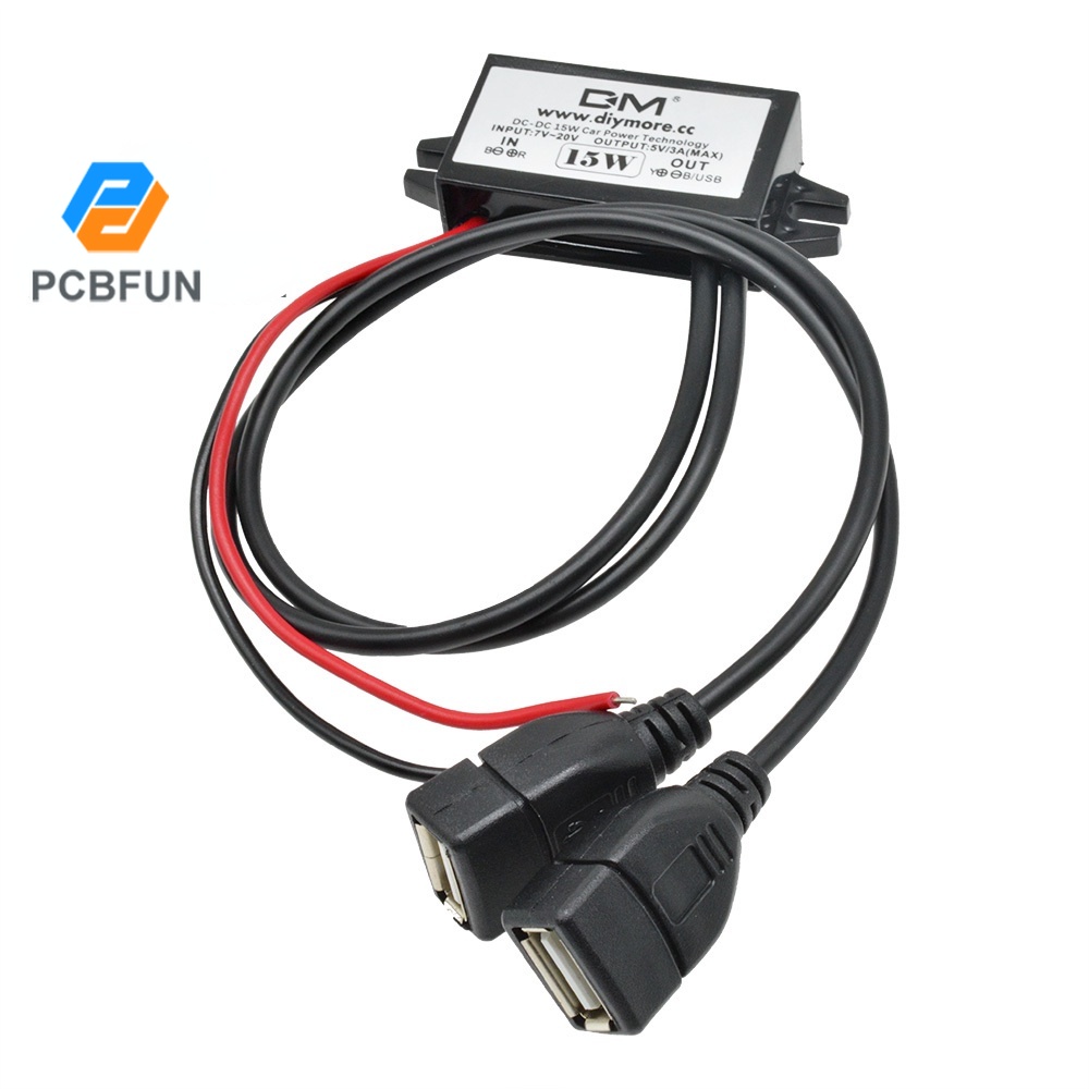 Pcbfun DC DC 12V To 5V 3A 15W Dual USB Output Power Adapter Shopee