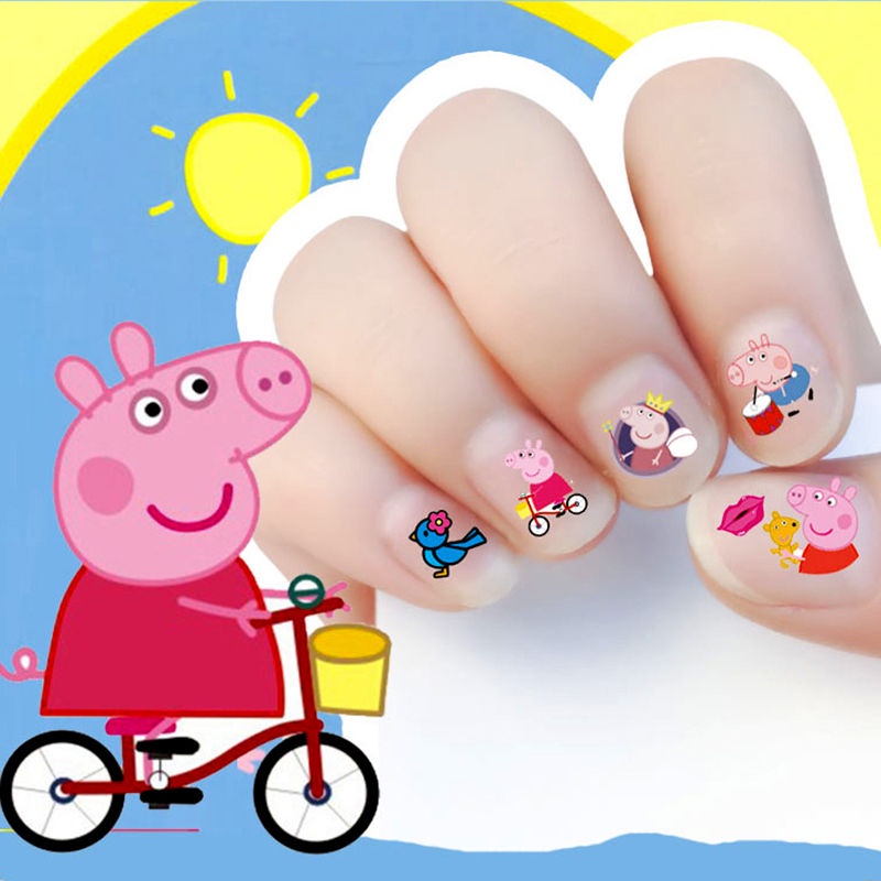 【Junshine】3/6 Sheets Kid Cartoon DIY Waterproof Sticker Cute Nial Sticker Set Easy to Tear Baby Healthy Manicure Stickers Beautiful Sophia Frozen Pony Hello Kitty Mickey Peppa Pig Finger Nail Stickers for Girls Kid Gift