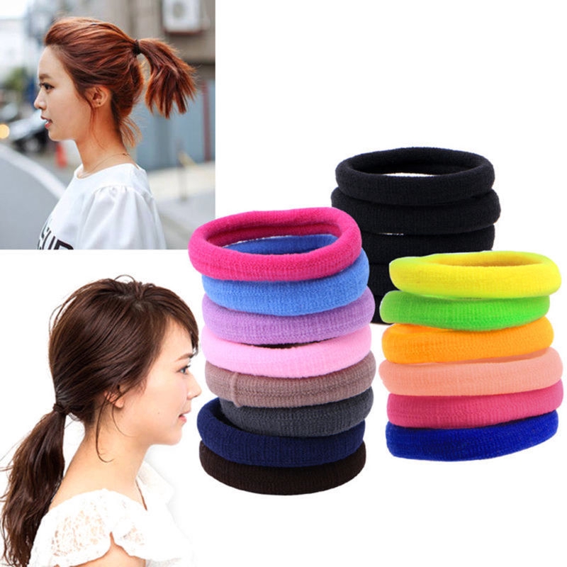 #Growfonder#50 Pcs Girls Hair Band Ties Casual Rope Ring Solid Elastic Hairband Ponytail Holder Hair Accessories