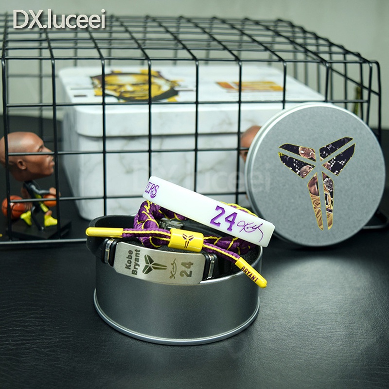 Kobe Basketball Bracelet Luminous Bracelet James Curry NBA Silicone Sports Wristband Titanium Steel Bracelet Braided Bracelet