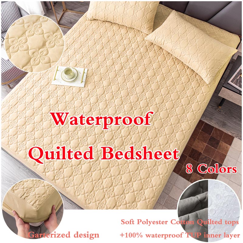 100 Waterproof Fitted Bedsheet Set Quilted Thicken Mattress Protector