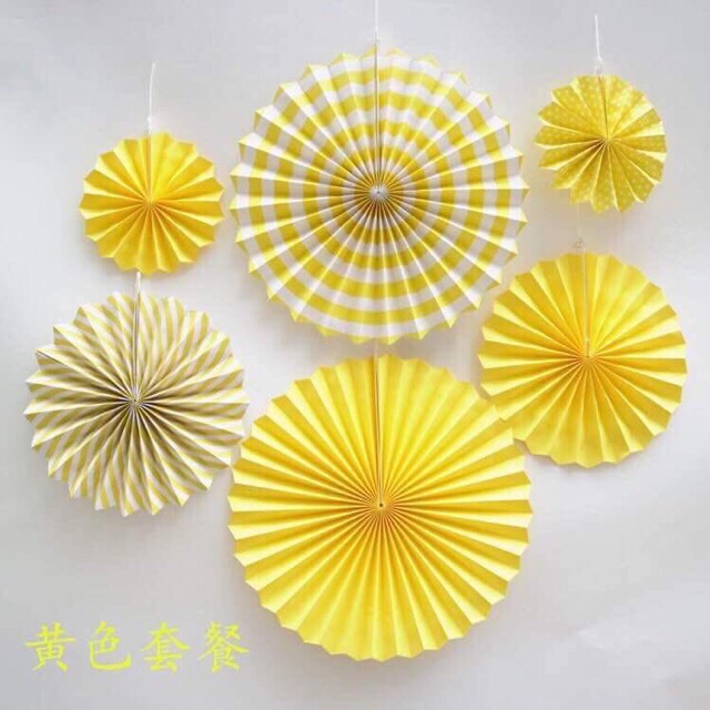 6 in 1 Paper Fan Set Party Rosette Birthday Party Decorations