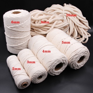 1/2/3/6/8/10mm Macrame Cord Rope String Natural Cotton Macrame Twisted Twine Braided Crafts Handwork DIY Home Textile Decoration