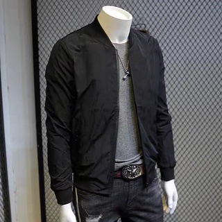 MPJ Coat for man Men's Zipper Jacket Black Short handsome and fashionable, wearing fashionable sleev