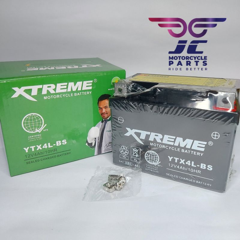 BATTERY YTX4LBS 12V4Ah/10HR FOR HONDA DIO 1 2 , XRM 110&125 , WAVE S