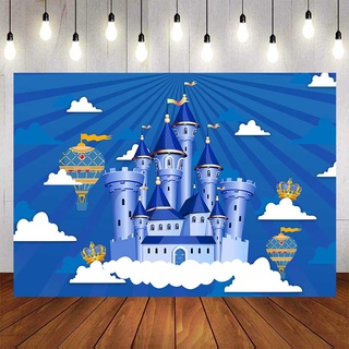 Local Stock、Spot goodsRoly Blue Prince Castle Backdrop For Photography Baby Shower Kids Blue Backg #1