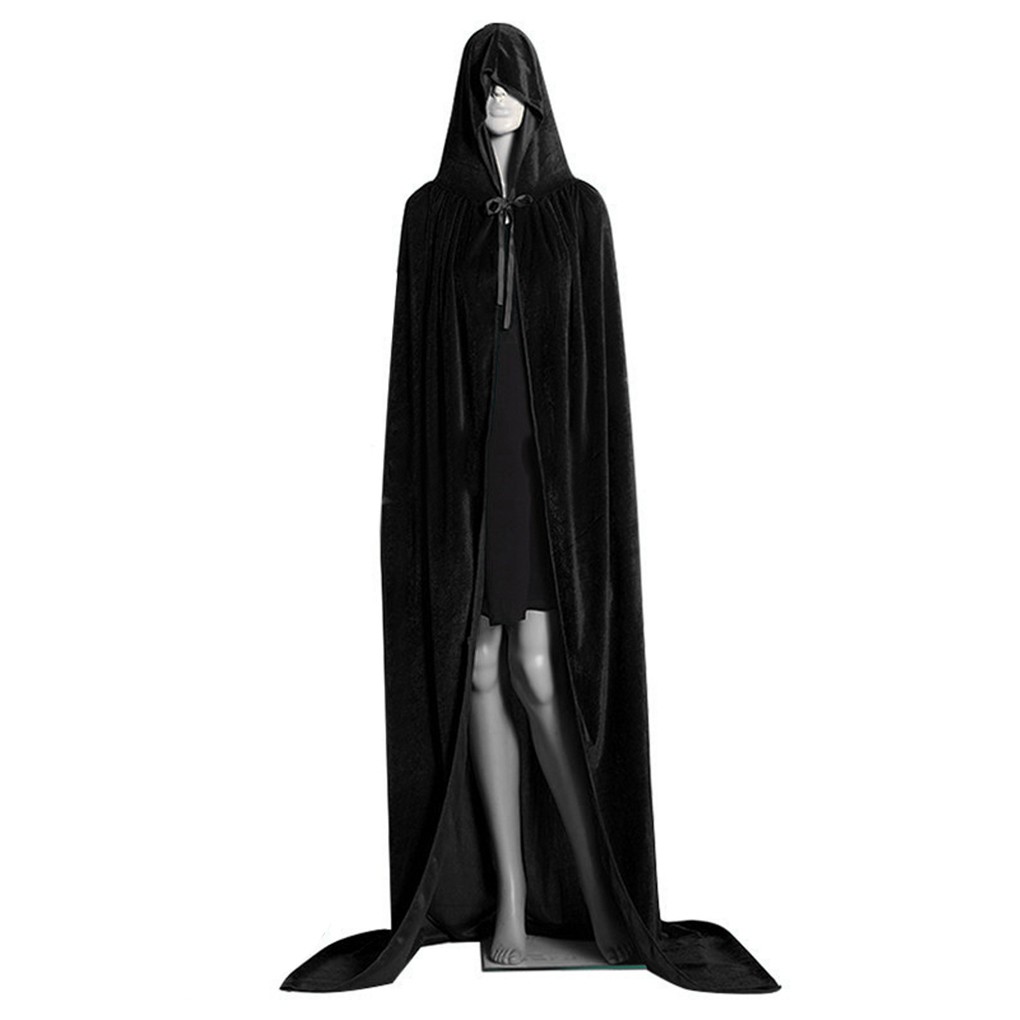 Men Women Velvet Cape Cosplay Costume Cloak Hood Halloween Robe 